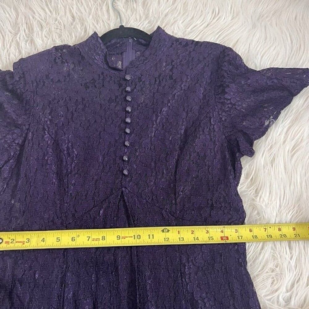 Vintage Purple Lace Romantic Goth Victorian Women Layered Midi/maxi Dress Large - Picture 5 of 12
